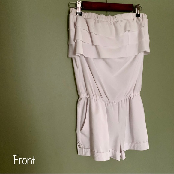 G by Guess White Tiered Ruffle Romper - Picture 2 of 7